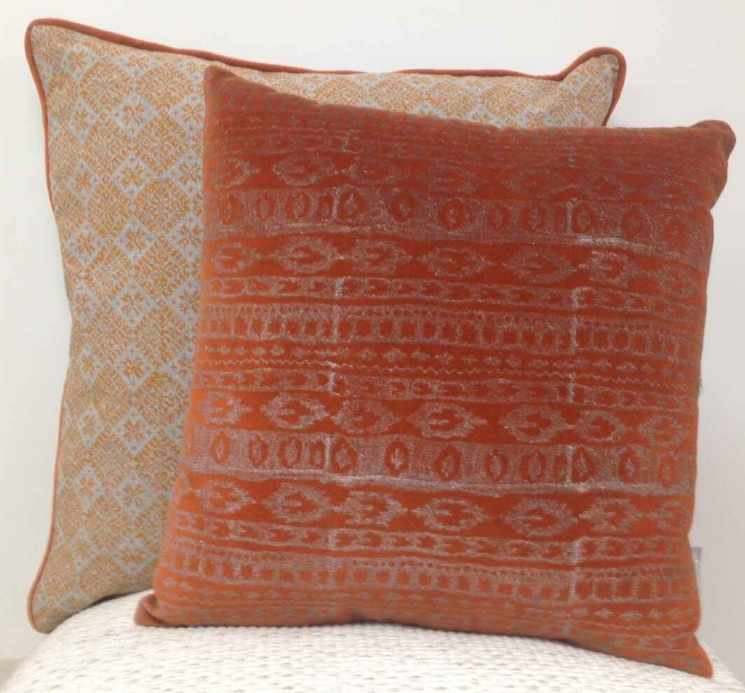 Azuk Orange & Grey Aztec Cushion Cover 50cm x 50cm with Velvet Piping - SuperSaverAU - view 2