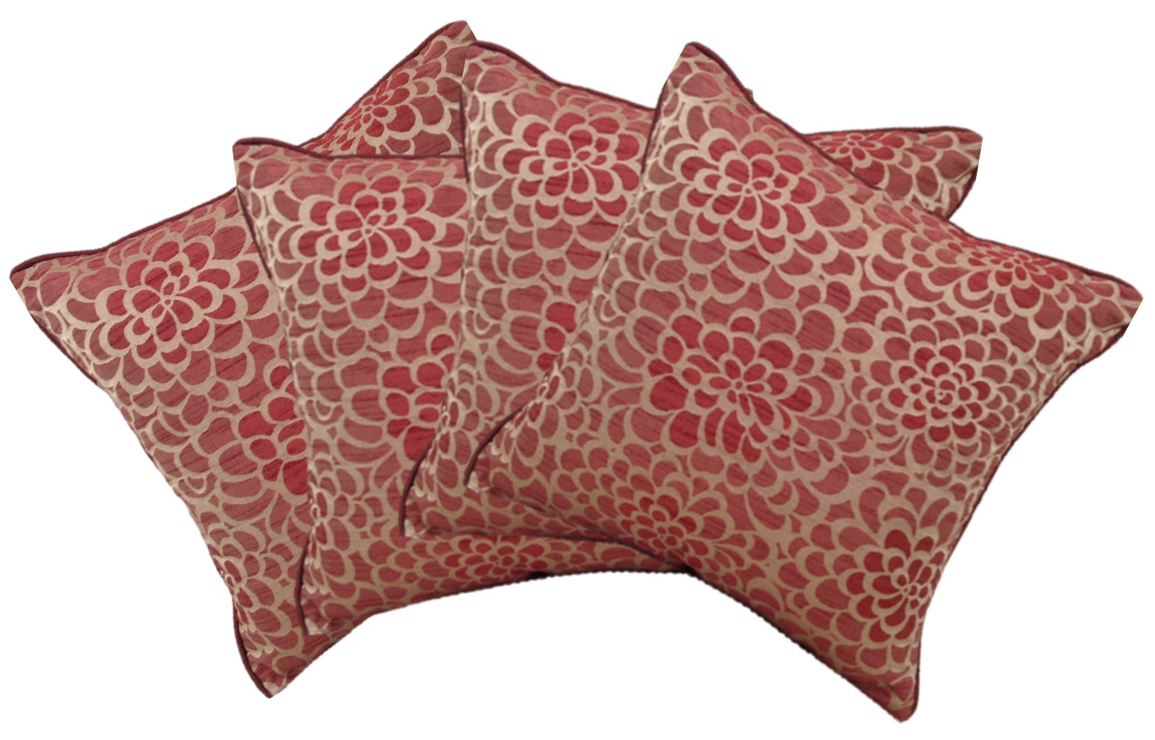 Flower Marone Pack of 4 Square Cushion Covers 40cm x 40cm Floral Design - SuperSaverAU - view 1
