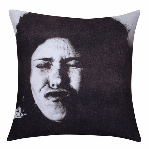 Blaze Funky Black and White Face Cushion Cover 45cm x 45cm Zipper Closure - SuperSaverAU - view 1