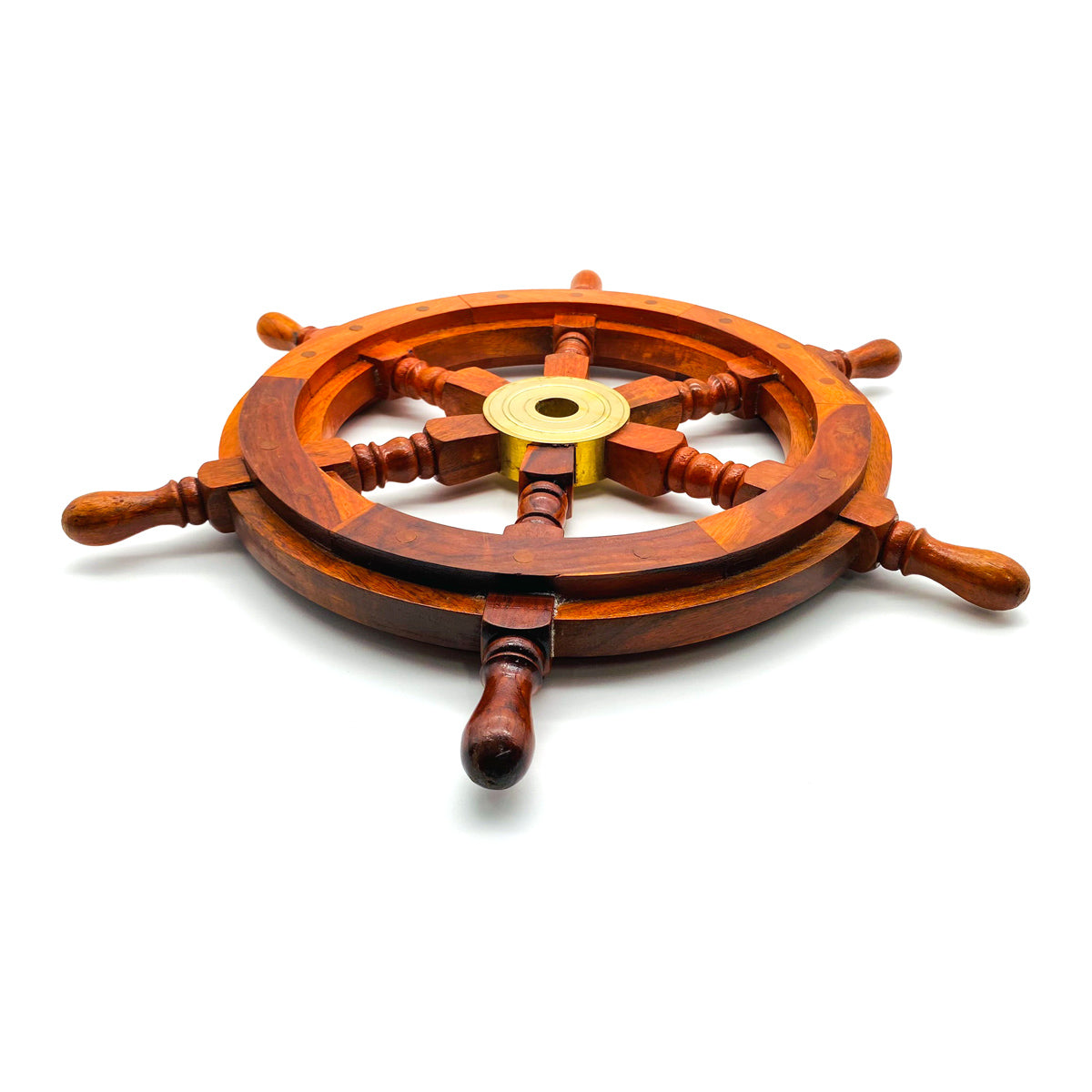 Ship Wheel 450 mm - Hand Crafted Natural Wood Home Decor & Collectable - SuperSaverAU - view 1