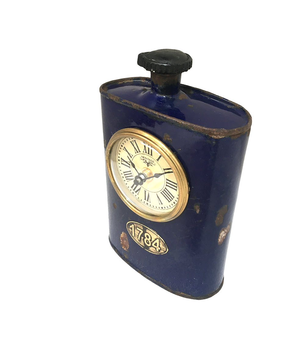 Old Iron Drinking Flask Table Clock - Hand Crafted, Antique Finish, 140mm x 55mm x 210mm - SuperSaverAU - view 3