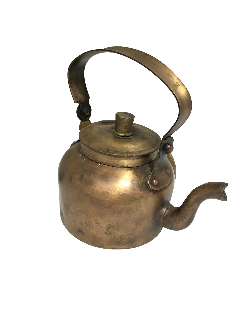 Old Brass Tea Kettle Clock - Hand Crafted, Battery Operated, 180mm x 140mm x 130mm - SuperSaverAU - view 3