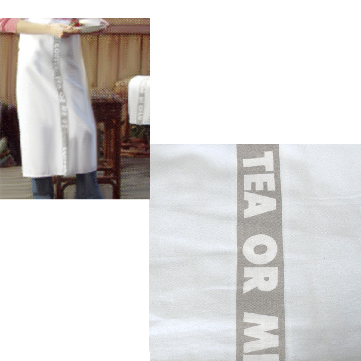 Coffee, Tea or Me Taupe White Half Cotton Apron 86 x 96 cm - Stylish Design - SuperSaverAU - view 1