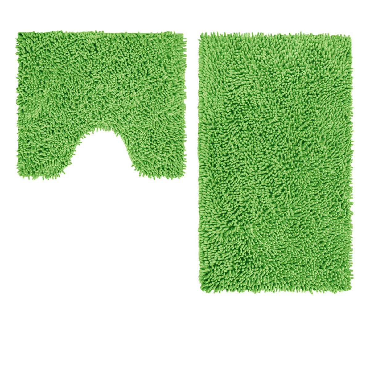 2 Pce Shaggy Toggle 100% Cotton Bath Mat Set - Green, 50x50cm & 50x80cm - SuperSaverAU - view 1
