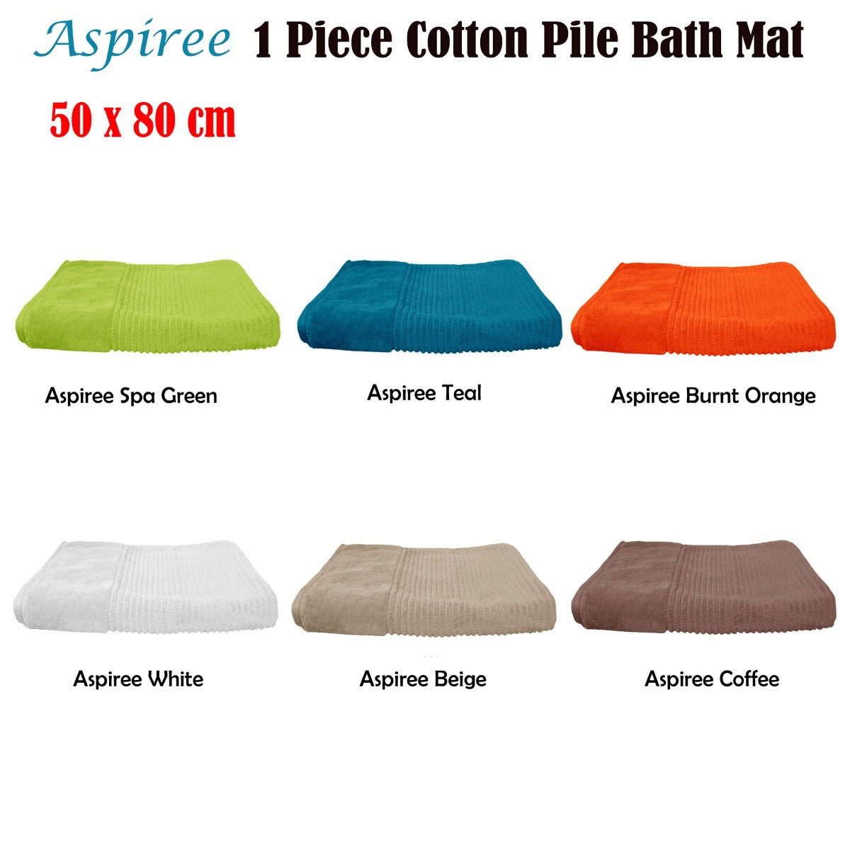 Aspiree 1000GSM Soft 100% Cotton Bath Mat 50 x 80 cm - White - SuperSaverAU - view 2