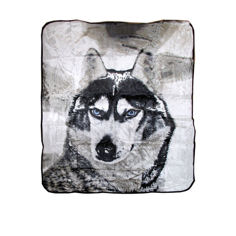 Soft 3D Animal Print Faux Mink Blanket Queen 200x240 cm - Husky Design - SuperSaverAU - view 1