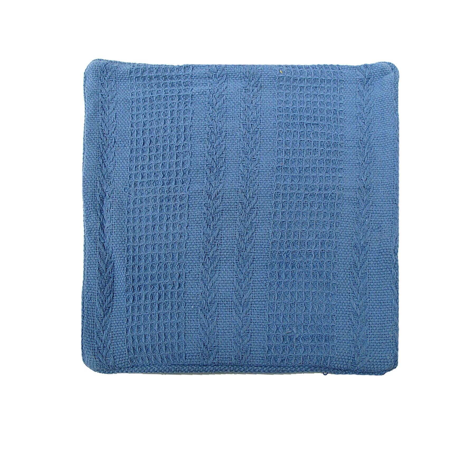 Cotton Knitted Cushion Cover 43 x 43 cm - Hearts & Herringbone Design, Blue - SuperSaverAU - view 1