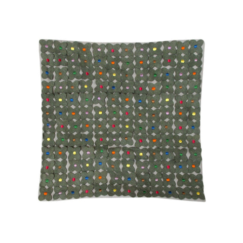 Lora Cushion Cover 40 x 40 cm Floral Appliqué Grey with Zip Closure - SuperSaverAU - view 1