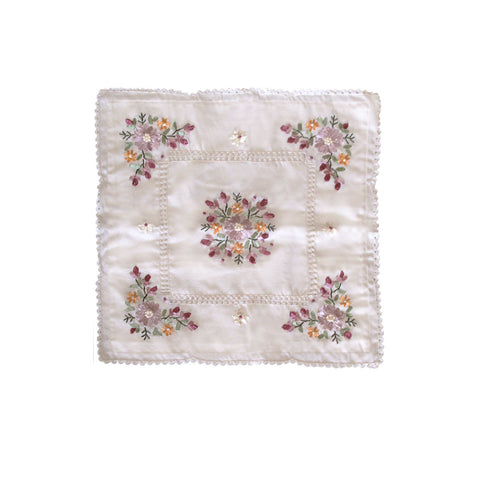 Victoriana Cream Applique Embroidered Cushion Cover 45 x 45 cm - Floral Design - SuperSaverAU - view 1
