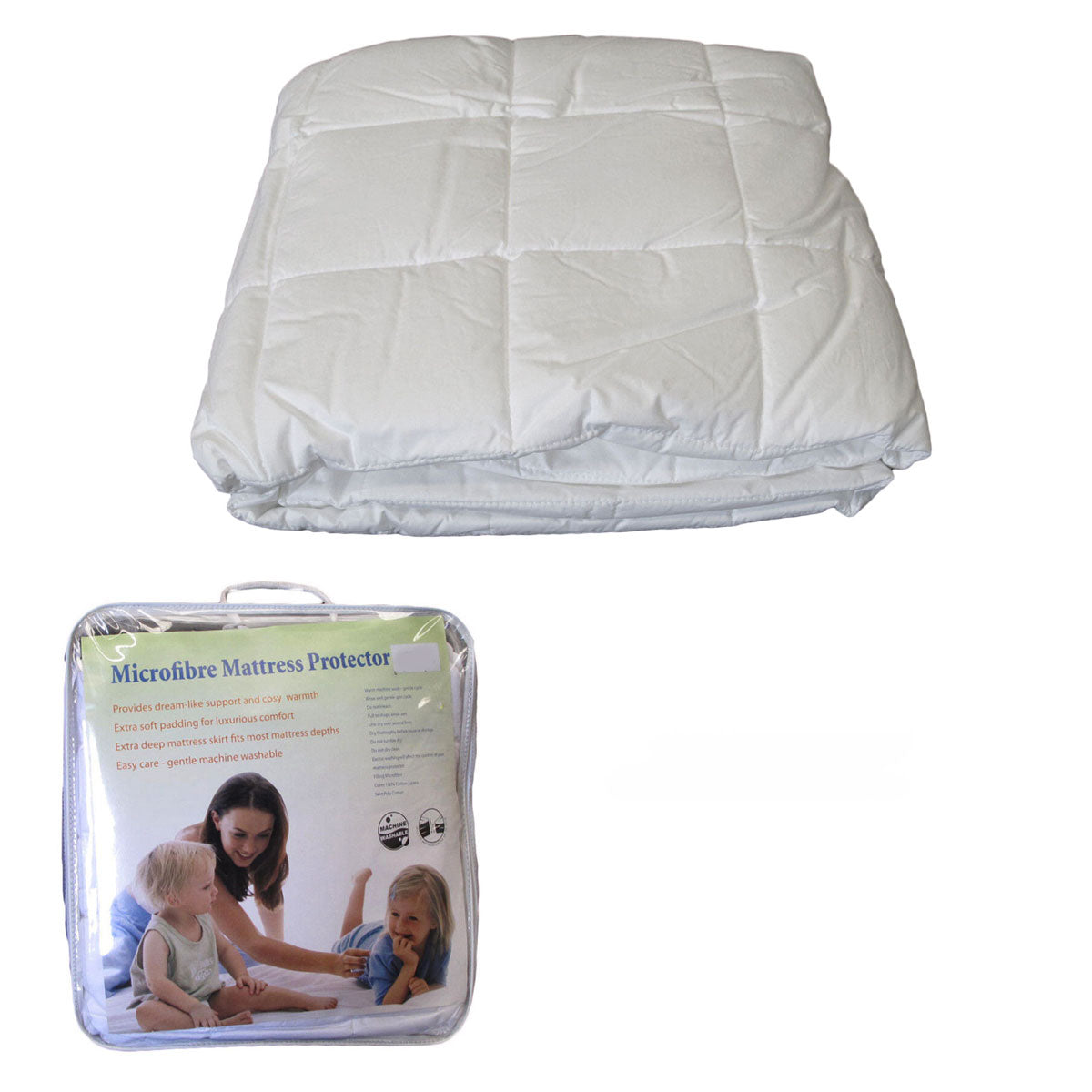 Cotton Japara Cover Microfiber Filling Mattress Protector Single - Quilted Design - SuperSaverAU - view 1