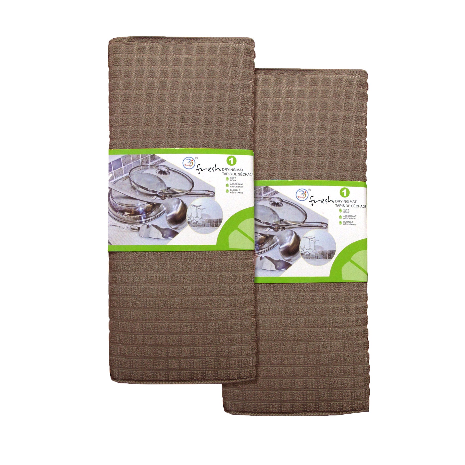 Set of 2 Super Absorbent Microfibre Checkered Dish Drying Mats 50x38 cm - SuperSaverAU - view 1
