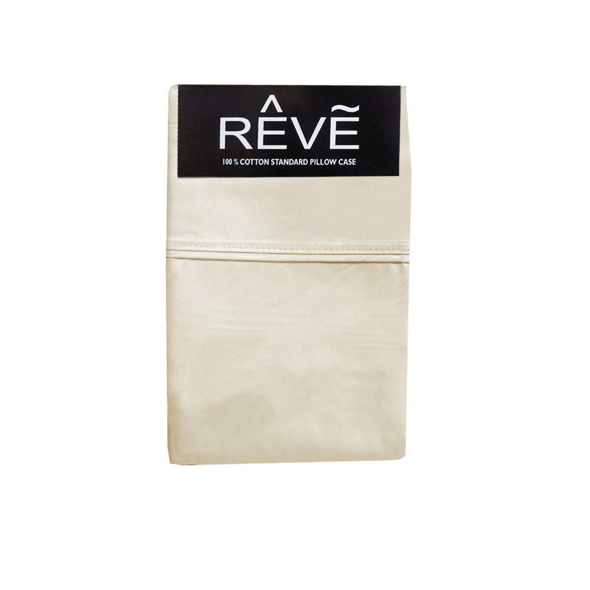 Reve 100% Cotton Standard Pillowcases 48 x 74 cm Solid Cream - Luxurious Design - SuperSaverAU - view 1