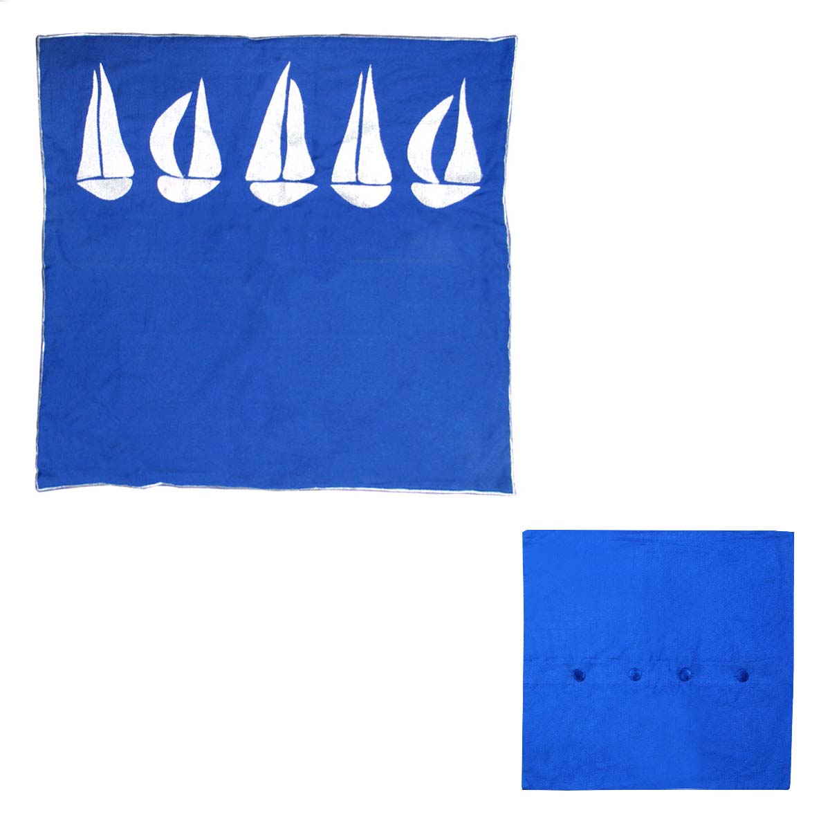 Sail Boats Cotton Embroidered European Pillowcase 65 x 65 cm - Blue & Silver - SuperSaverAU - view 1