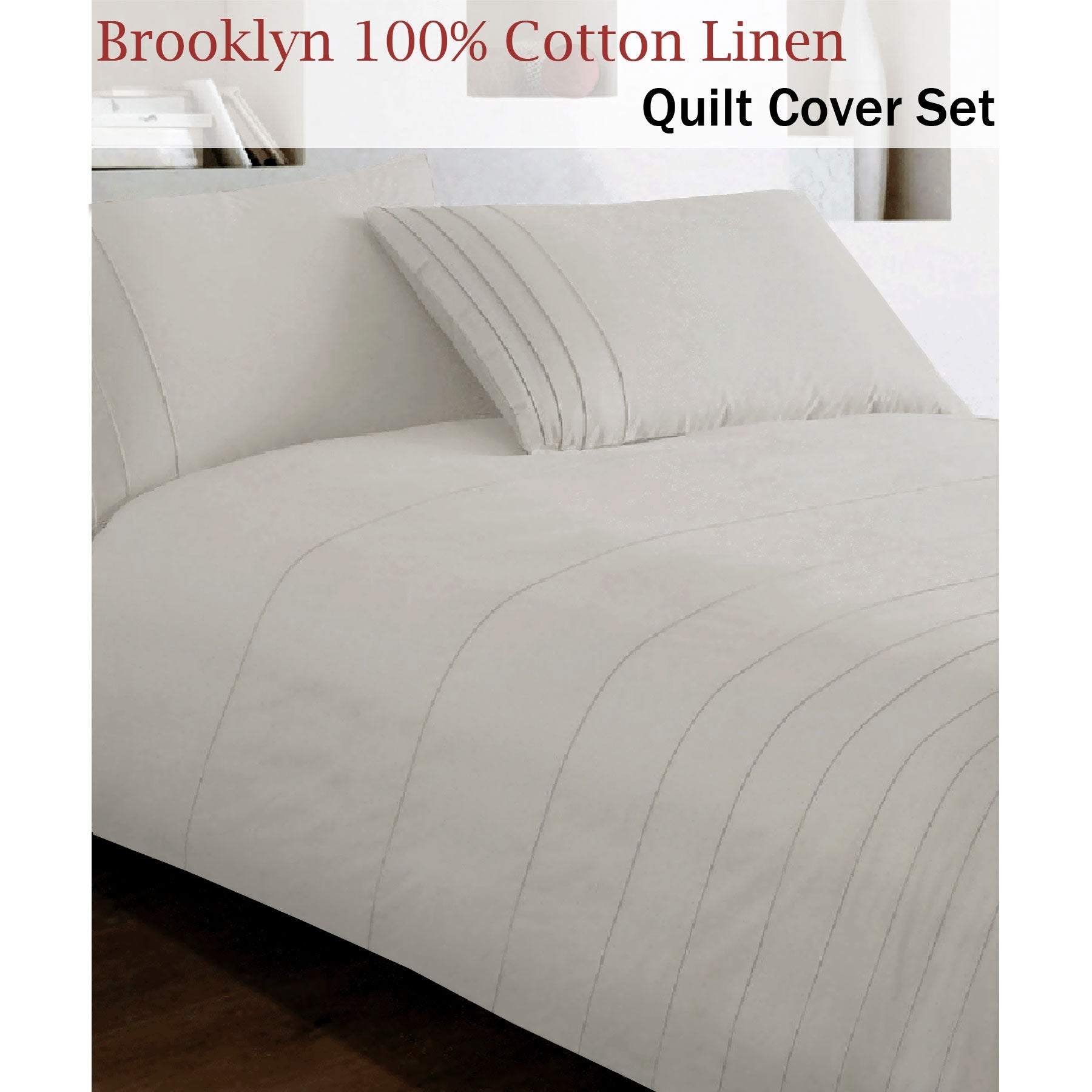 Brooklyn 100% Cotton Quilt Cover Set King - Pintucking Design, 250TC - SuperSaverAU - view 2
