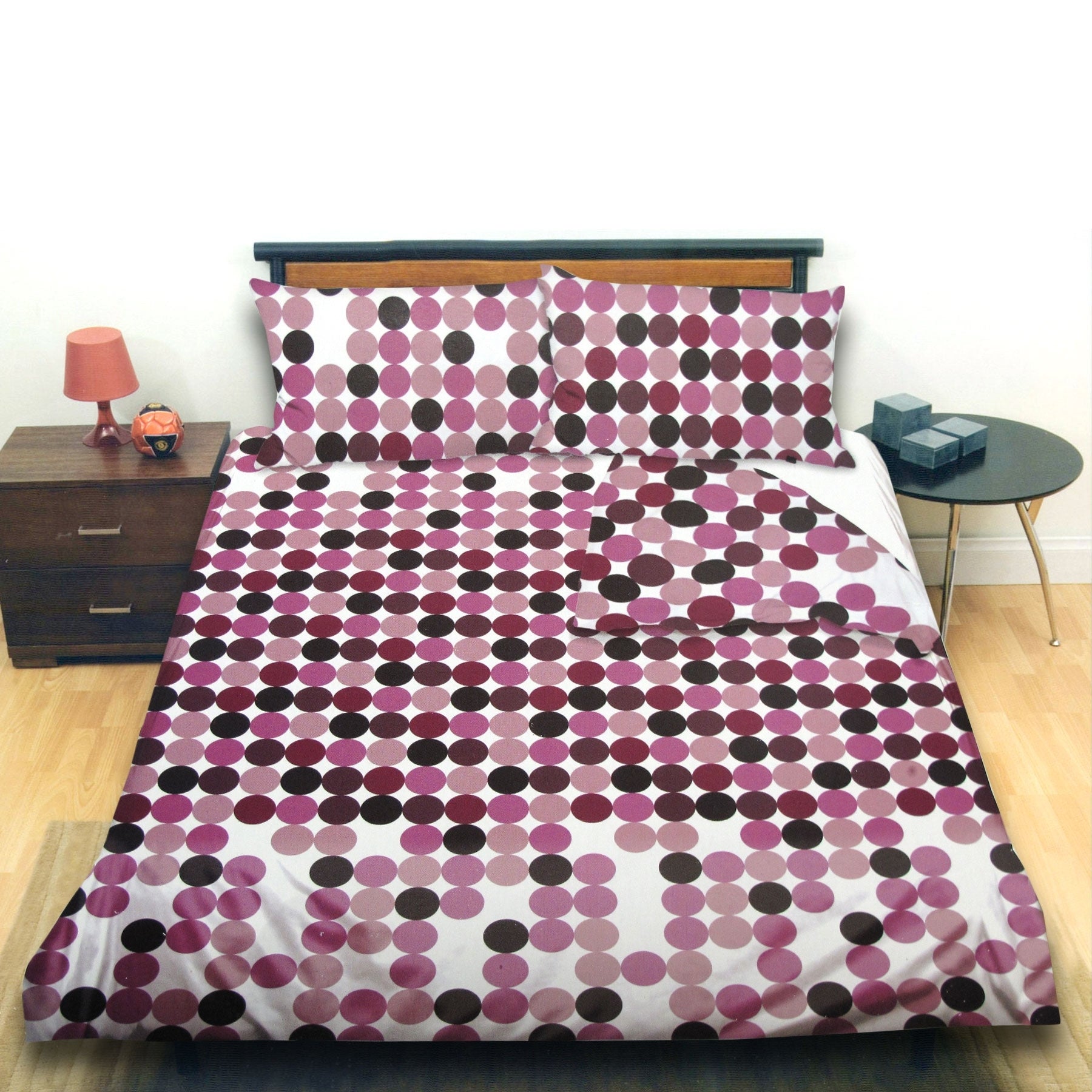 Opus Dots Mauve Quilt Cover Set Queen - Geometric Design, Polyester Fabric - SuperSaverAU - view 1
