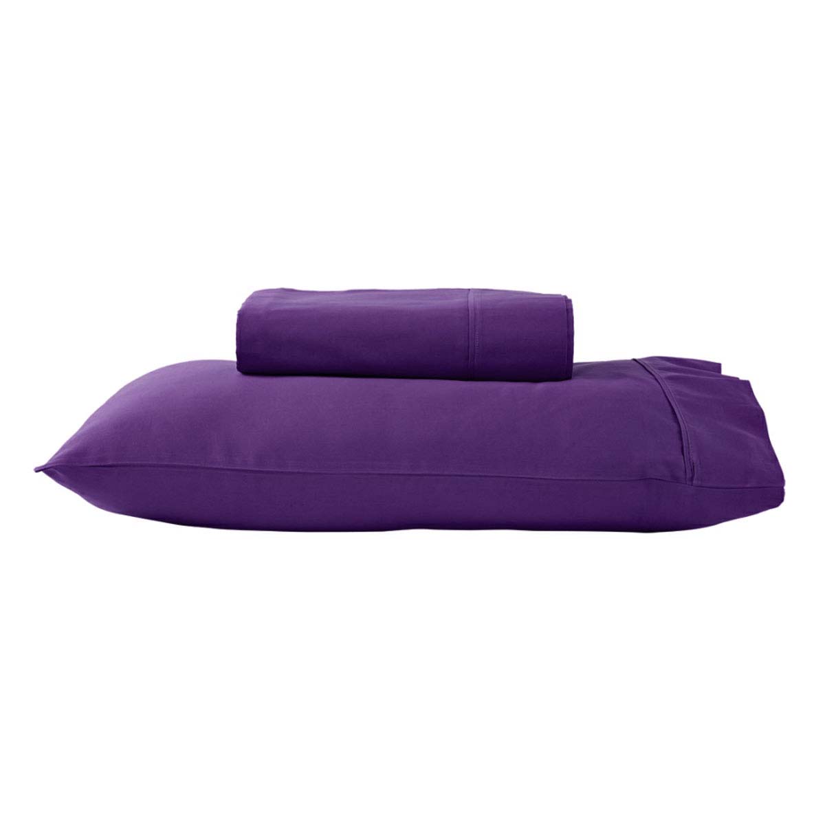 Purple 280TC 50% Polyester 50% Cotton Sheet Set Single - Solid Colour Design - SuperSaverAU - view 1