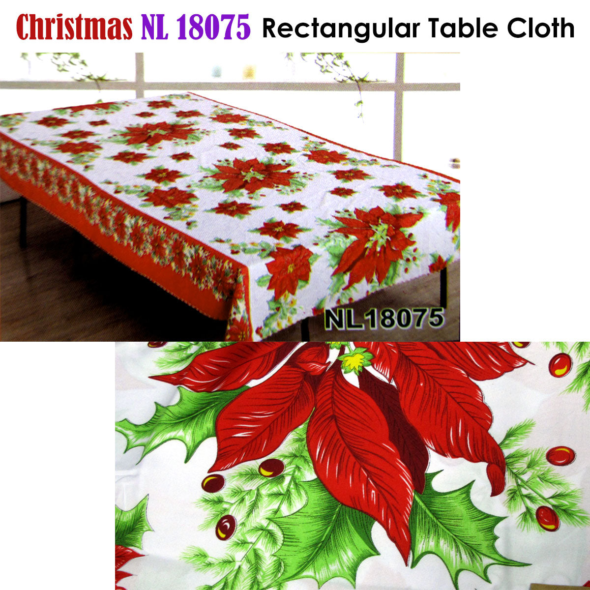 Christmas Rectangular Table Cloth 150x300cm - Polyester, Cheerful Holiday Design - SuperSaverAU - view 1