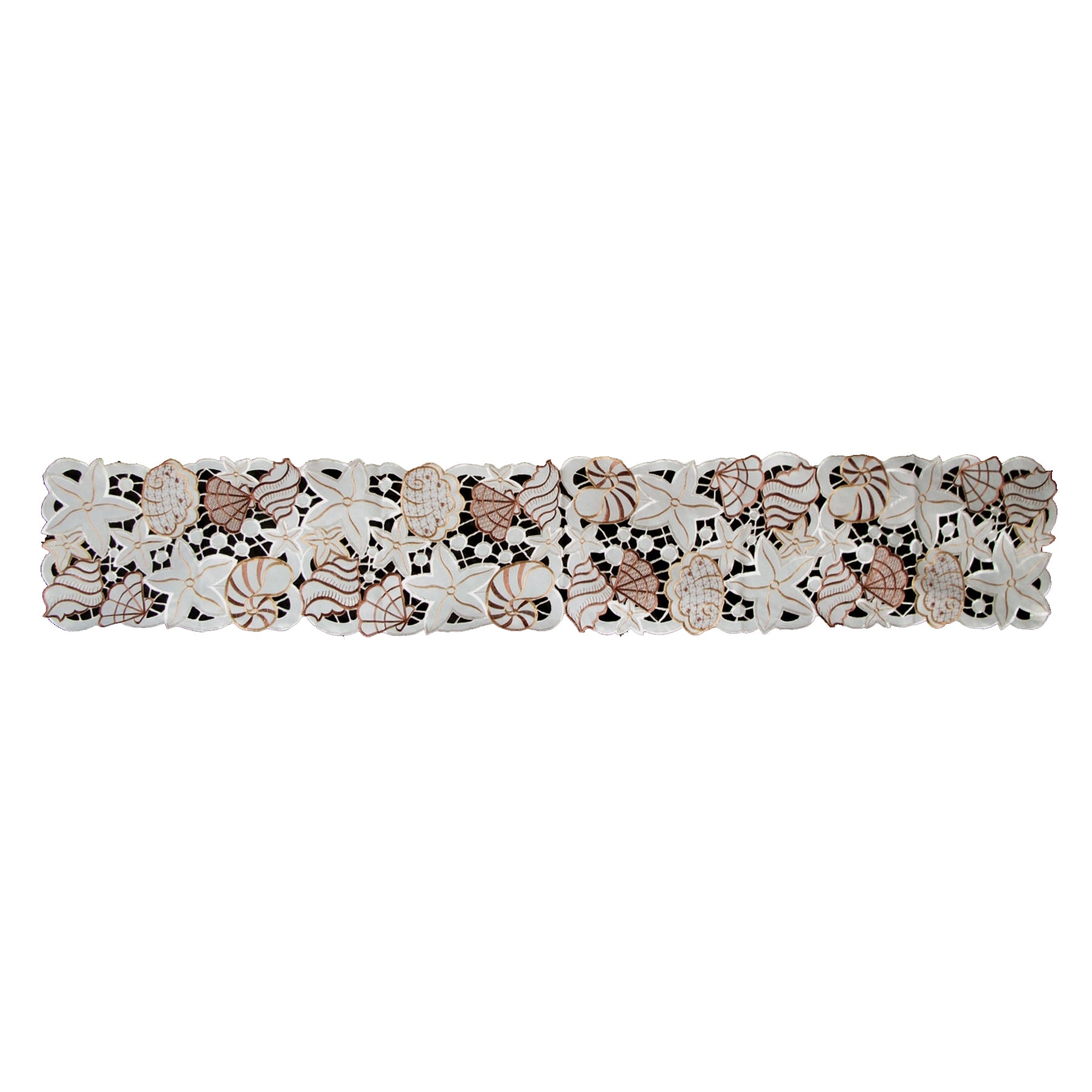 Shell Embroidered Table Runner 33 x 170cm - Seashells Design, Polyester - SuperSaverAU - view 1
