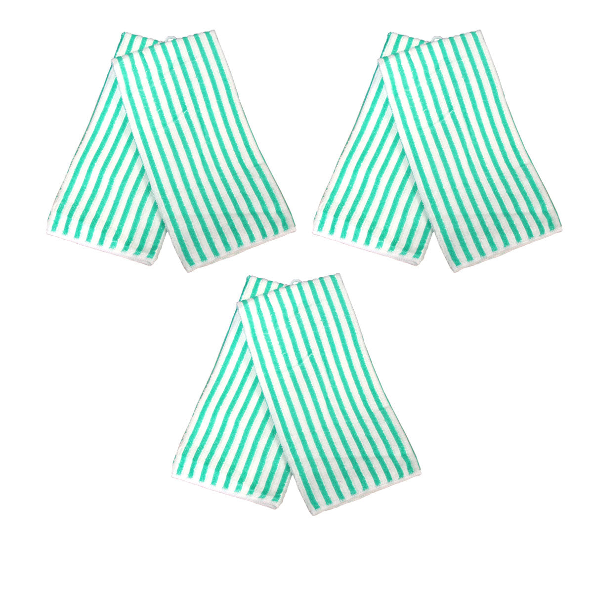 Microfibre Striped Tea Towels Set of 6 - 40 x 60 cm - Green, Super Absorbent - SuperSaverAU - view 1
