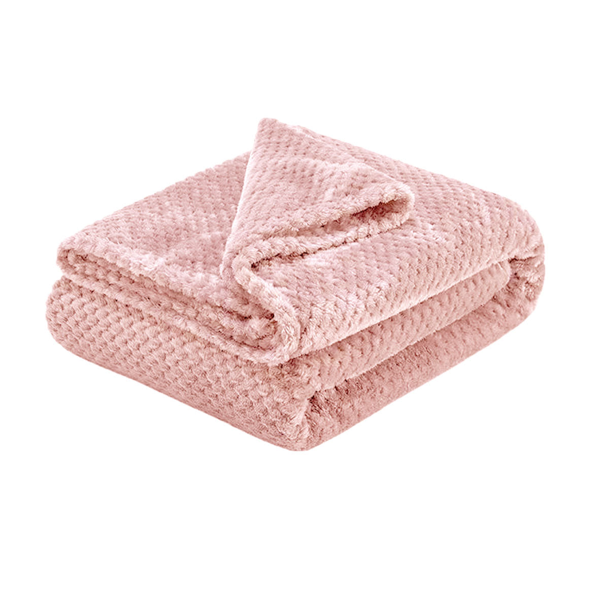 Soft Diamond Fleece Throw Rug/Blanket 150 x 200 cm - Plush, Lightweight, Pink - SuperSaverAU - view 1