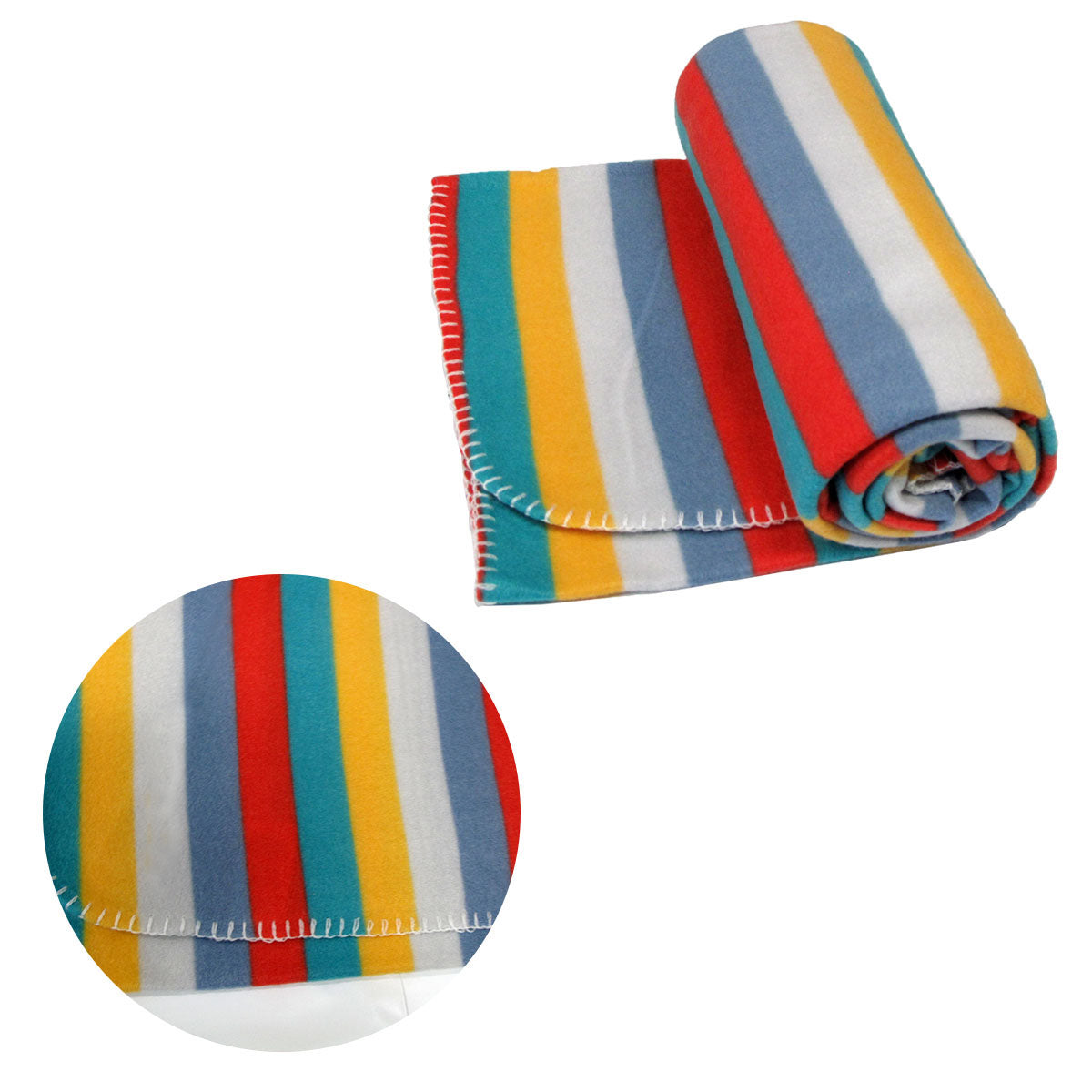 Funky Cute Polar Fleece Throw Rug 120x150 cm - Bright Stripes Design - SuperSaverAU - view 1