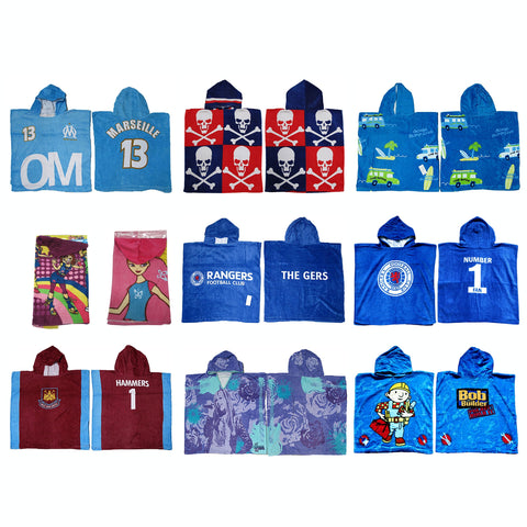 Kids Hooded Towel Marseille 13 - 60x120cm, Stylish Character Print, Cotton - SuperSaverAU - view 1