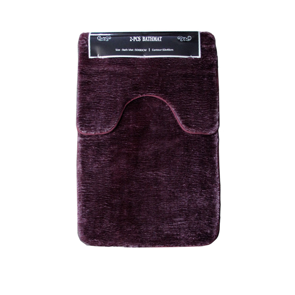 Sorrento 2 Pce Plush Non-slip Rubber Back Bath Mat Set 50x40cm & 50x80cm Plum - SuperSaverAU - view 1