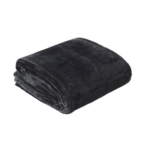 In 2 Linen Plush Velvet Touch Blanket – Charcoal King/Super King, 350GSM