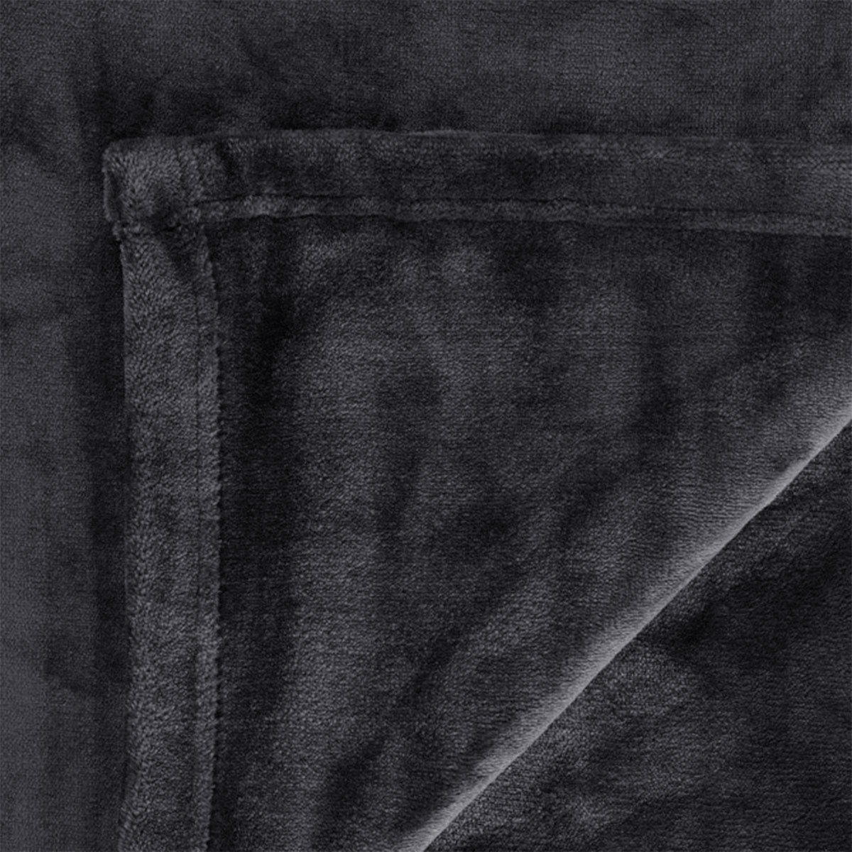 In 2 Linen Plush Velvet Touch Blanket – Charcoal King/Super King, 350GSM