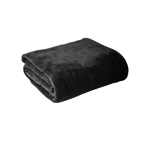 Hotel Living Super Soft Coral Fleece Blanket Single 160x210 cm - Charcoal - SuperSaverAU - view 1