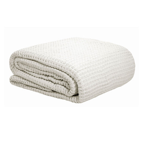 300GSM Cotton Waffle Blanket White - Single 160 x 220 cm, Soft Touch - SuperSaverAU - view 1