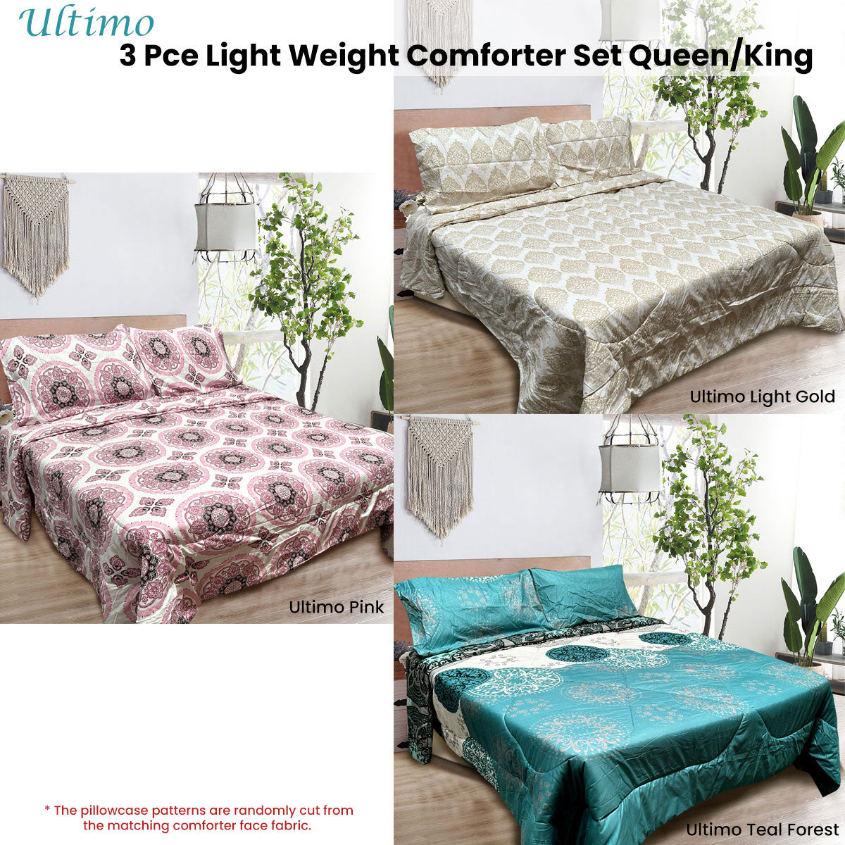 Hotel Living 3 Pce Light Weight Microfiber Comforter Set Queen/King - Reversible - SuperSaverAU - view 3