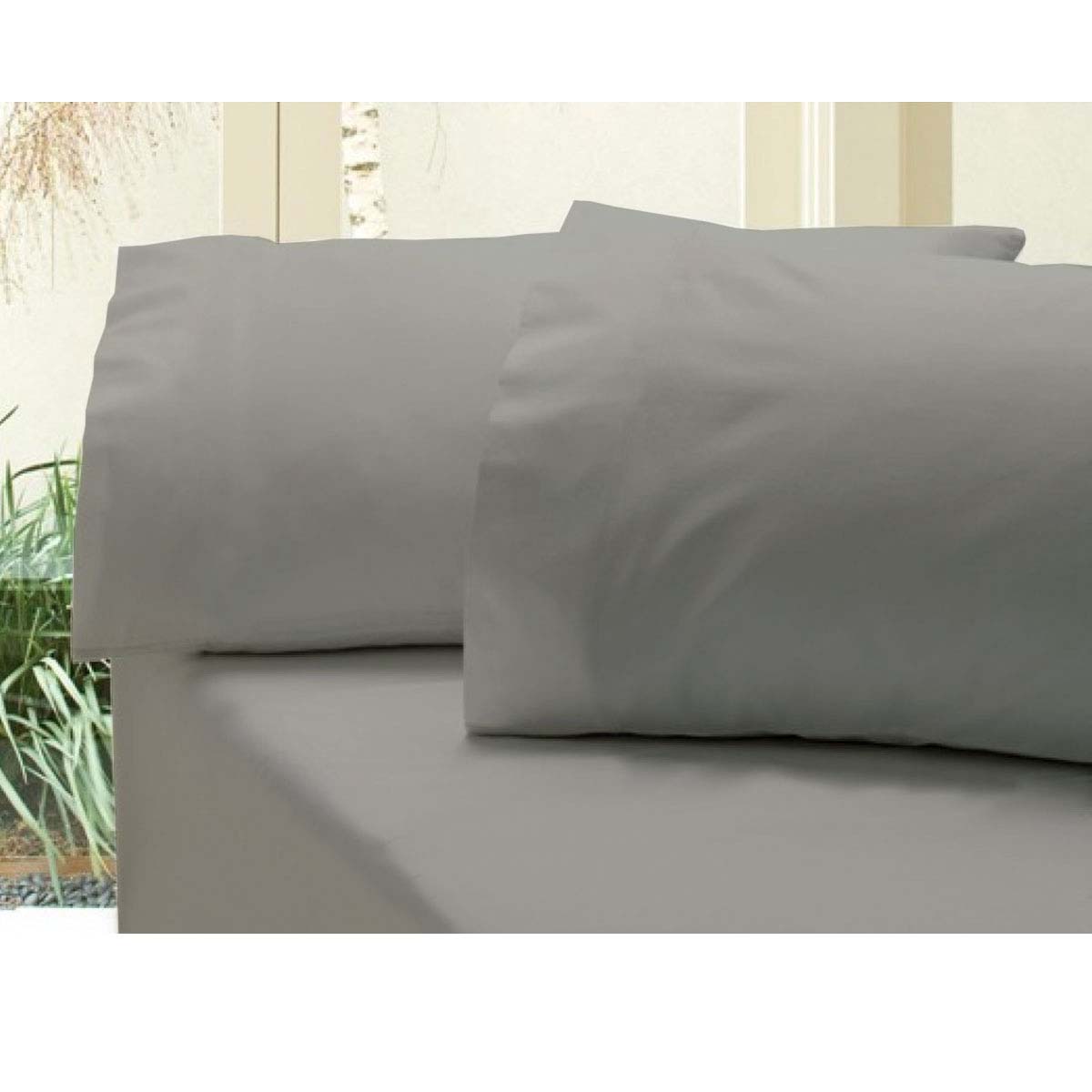 Premium Revive Cotton Sateen Fitted Sheet Combo Set 400TC - Koala Grey, Double