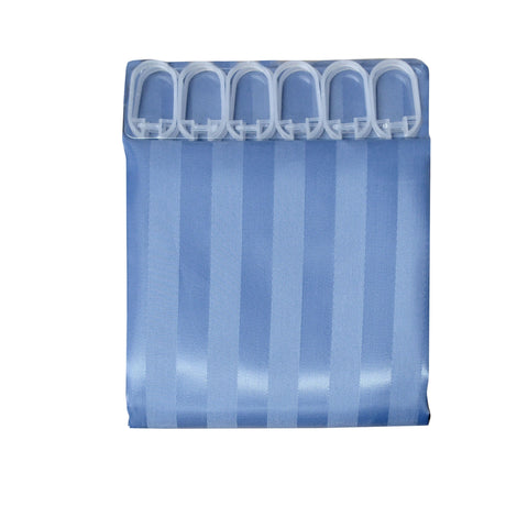 Jacquard Stripe Shower Curtain 180 x 180 cm - Blue Stone, Weighted Hem, Polyester - SuperSaverAU - view 1