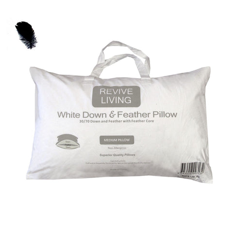 70% Feather 30% Down Pillow 48 x 73 cm - Non-Allergenic, Cotton Cover, White - SuperSaverAU - view 1