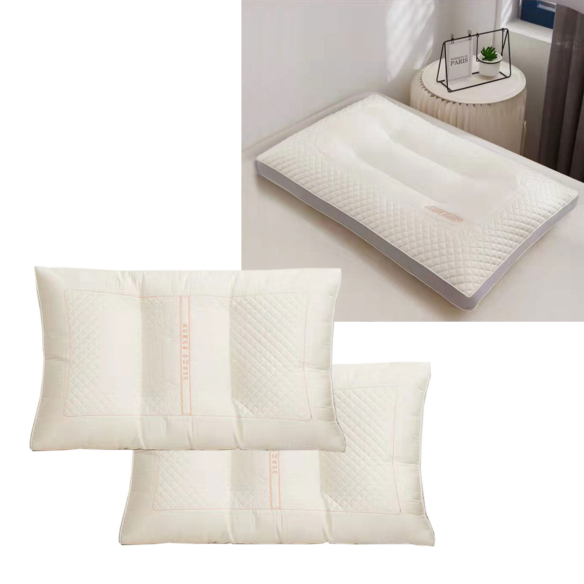Twin Pack Pearl Protein & Latex Skin Friendly Standard Pillows 48 x 74 cm - SuperSaverAU - view 1