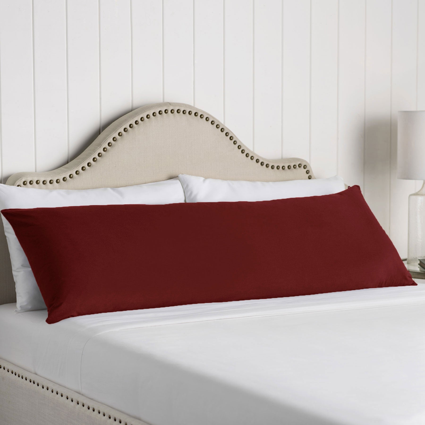 Artex 100% Cotton Body Pillowcase 48 x 145 cm - Solid Colour Design, Burgundy - SuperSaverAU - view 1