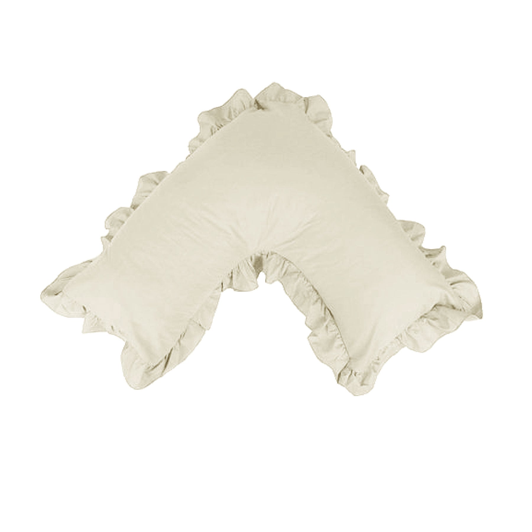 Artex Cotton Polyester V Shape Ruffled Pillowcase, Cream, Fits Standard Tri Pillows - SuperSaverAU - view 1