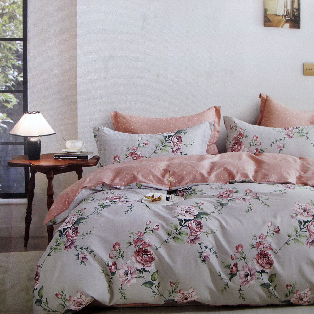 Caterina Reversible Cotton Quilt Cover Set King - 300TC Floral Design - SuperSaverAU - view 1