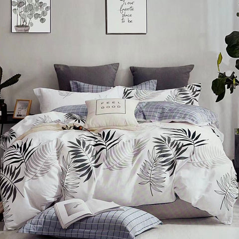 Fernwood 100% Cotton Reversible Quilt Cover Set Queen - Foliage Print Design - SuperSaverAU - view 1
