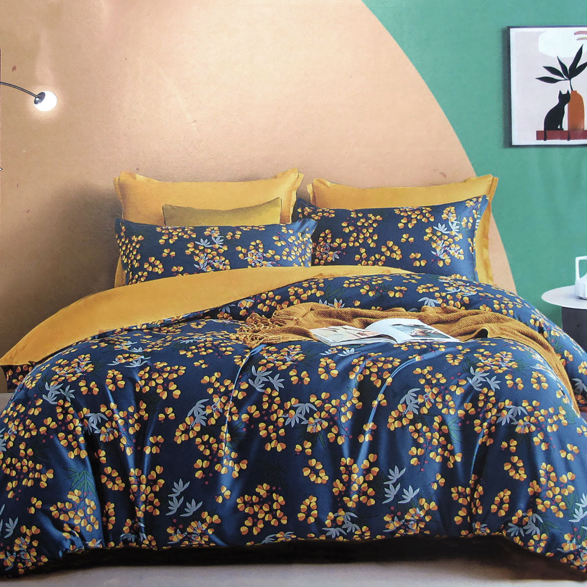 Xanthia 400TC Cotton Sateen Quilt Cover Set King - Floral Print Design - SuperSaverAU - view 1