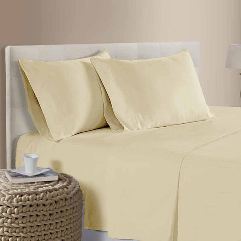 Premium 400TC Cotton Sateen Sheet Set – Rich Cream Single