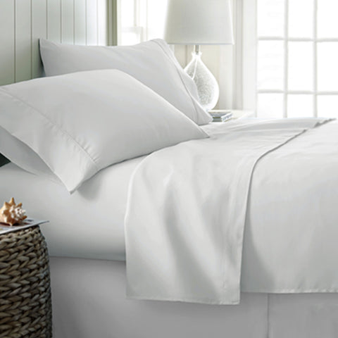 400TC Cotton Sateen Sheet Set King - White, 40cm Wall, Breathable, Durable - SuperSaverAU - view 1