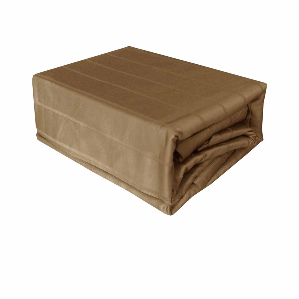 Golden Brown 800TC Luxury Cotton Self-Stripe Sheet Set King 40 cm Wall King - SuperSaverAU - view 1