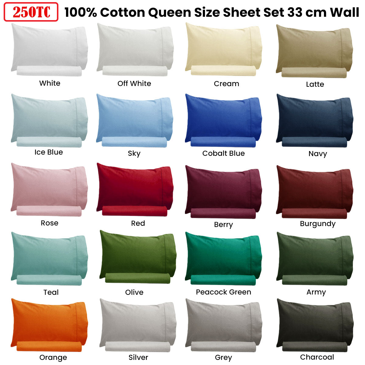Artex 250TC 100% Cotton Sheet Set Single Grey - Solid Colour Design - SuperSaverAU - view 1
