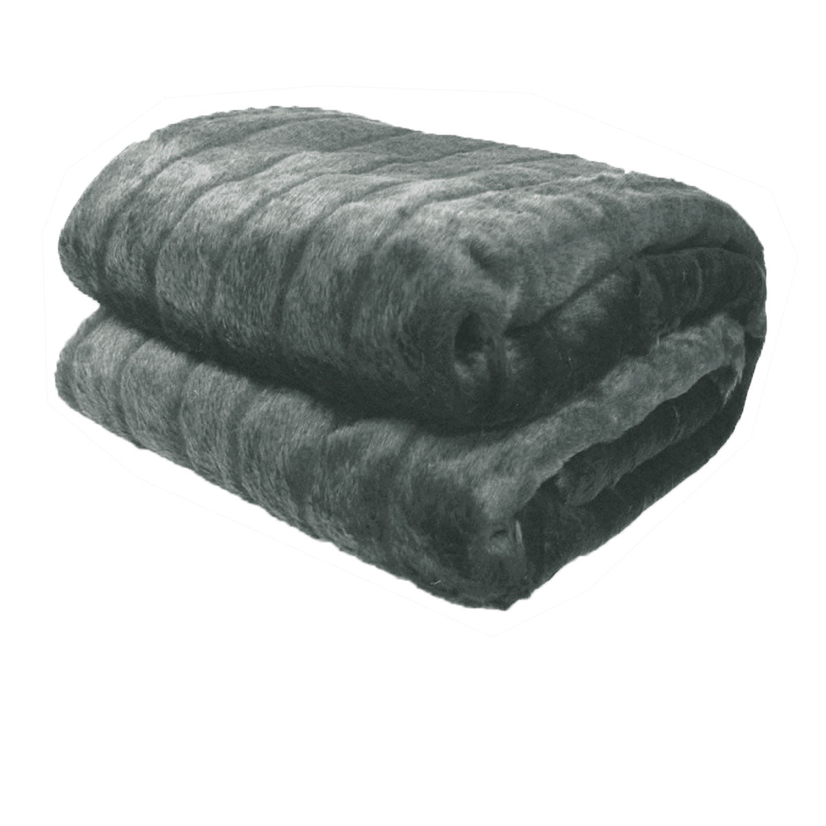 Premium Faux Fur Throw Rug - Channel Grey, 127 x 152cm