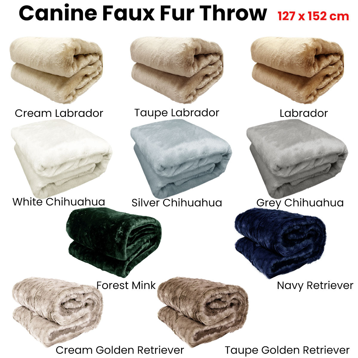 Canine Faux Fur Throw Rug 127 x 152 cm White Chihuahua - Soft Polyester, Machine Washable - SuperSaverAU - view 2