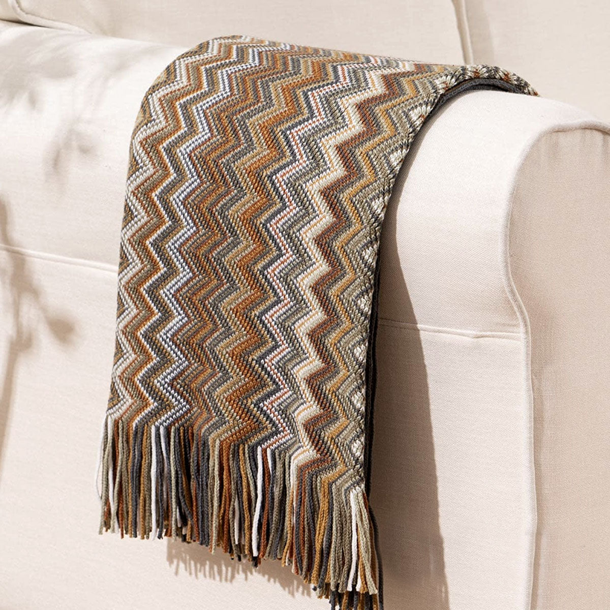 Caribbean Chevron Knitted Throw Rug 127 x 152 cm - Soft Acrylic, Decorative Accent - SuperSaverAU - view 1