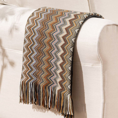 Caribbean Chevron Knitted Throw Rug 127 x 152 cm - Soft Acrylic, Decorative Accent - SuperSaverAU - view 1