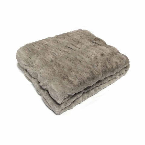 Harper Ruched Faux Fur Throw Rug – Mocha 127 x 152cm